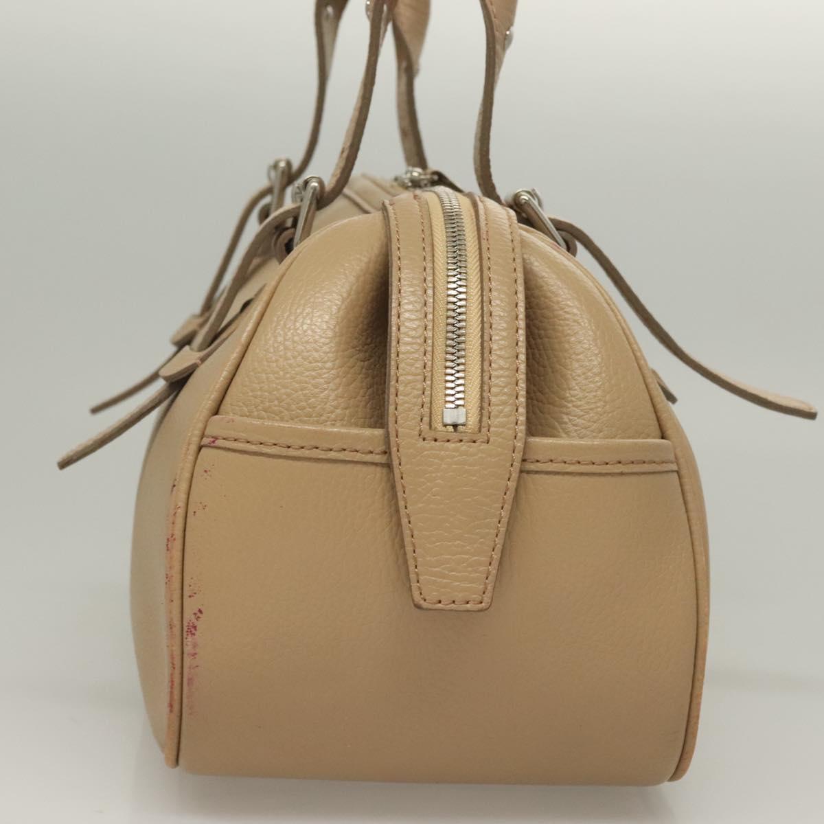 BURBERRY Hand Bag Leather Beige Silver ep9861