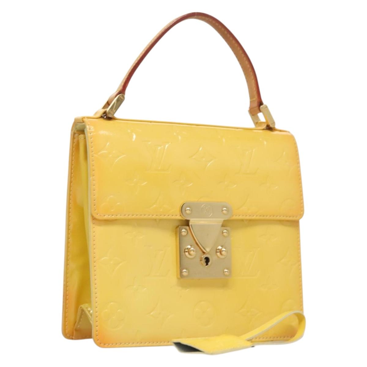 LOUIS VUITTON Monogram Vernis Spring Street Bag Lime Yellow M91068 ep9862