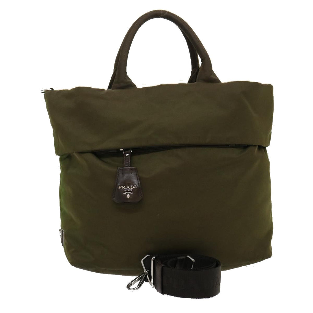 PRADA Hand Bag Nylon 2way Khaki fm1303