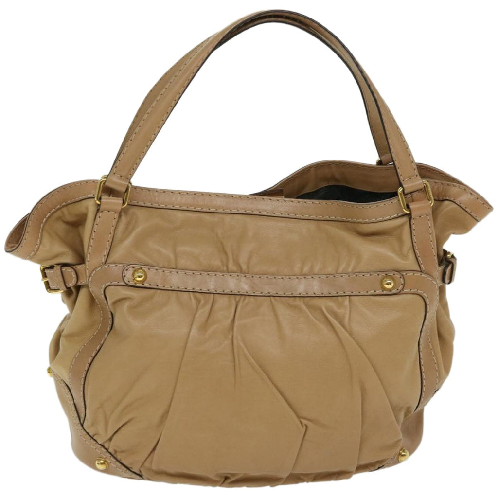 GUCCI Horsebit Shoulder Bag Leather Beige 203546 fm3198