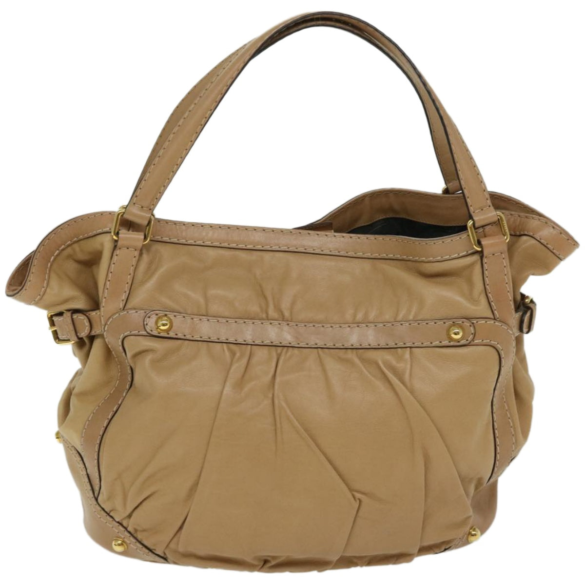 GUCCI Horsebit Shoulder Bag Leather Beige 203546 fm3198