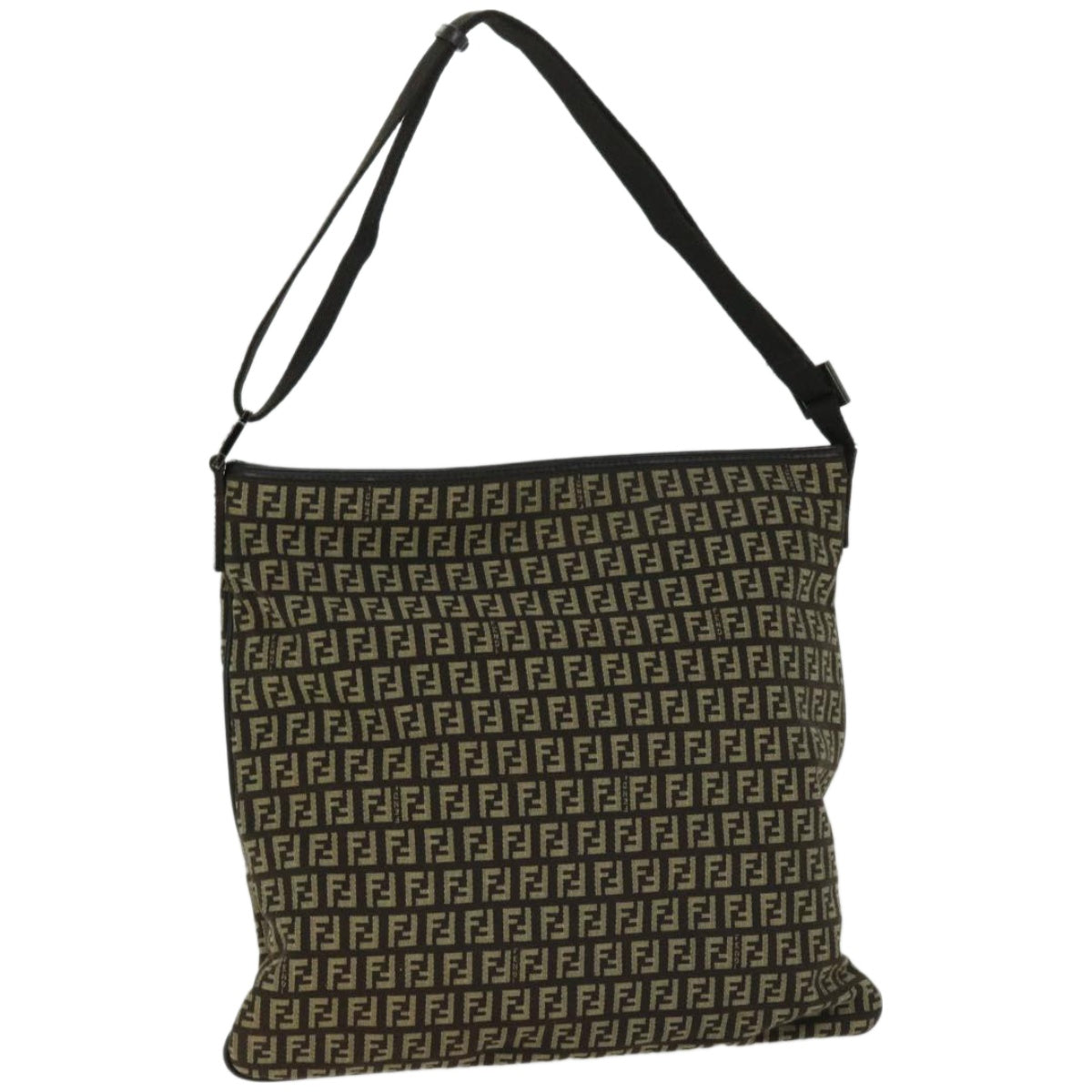 FENDI Zucchino Canvas Mamma Baguette Shoulder Bag Brown fm3245