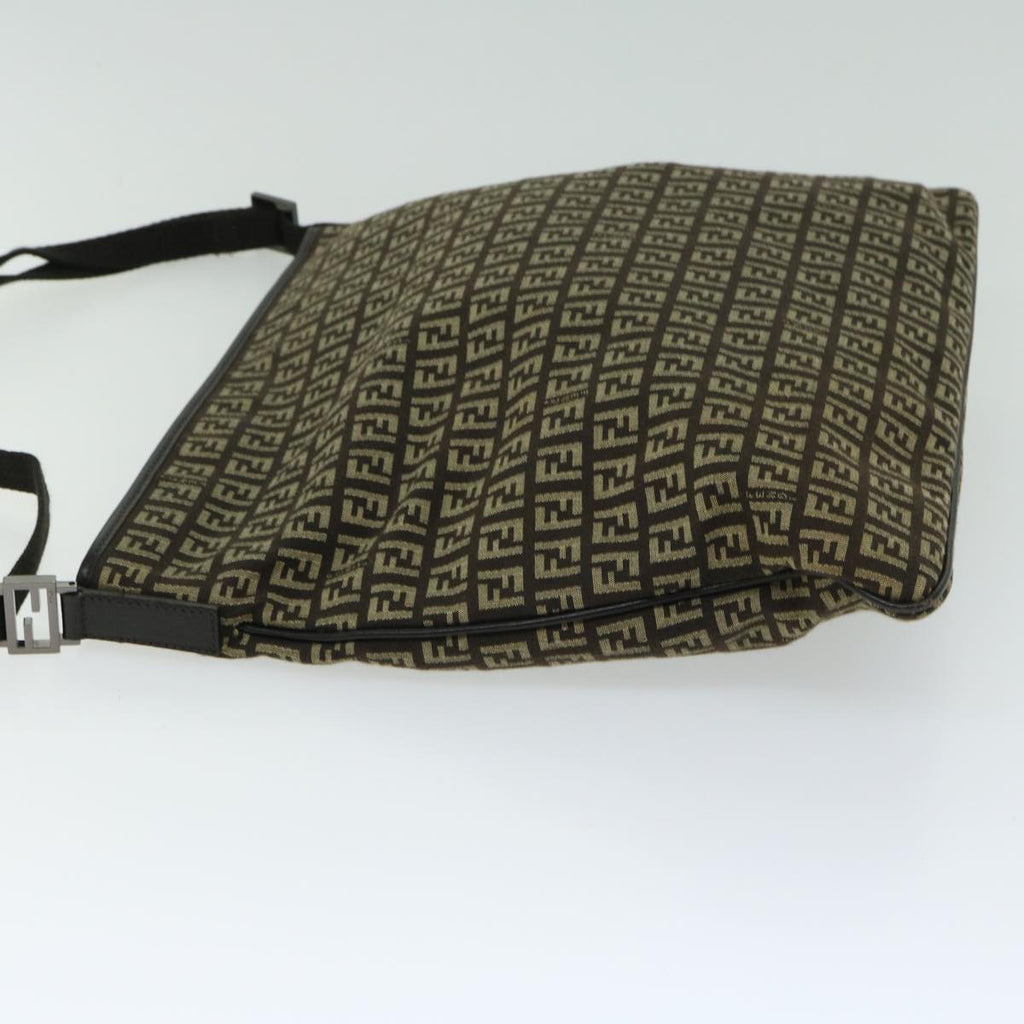 FENDI Zucchino Canvas Mamma Baguette Shoulder Bag Brown fm3245