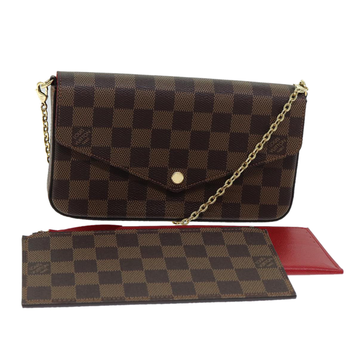 LOUIS VUITTON Damier Ebene Pochette Felice Shoulder Wallet N63032 fm3540SM