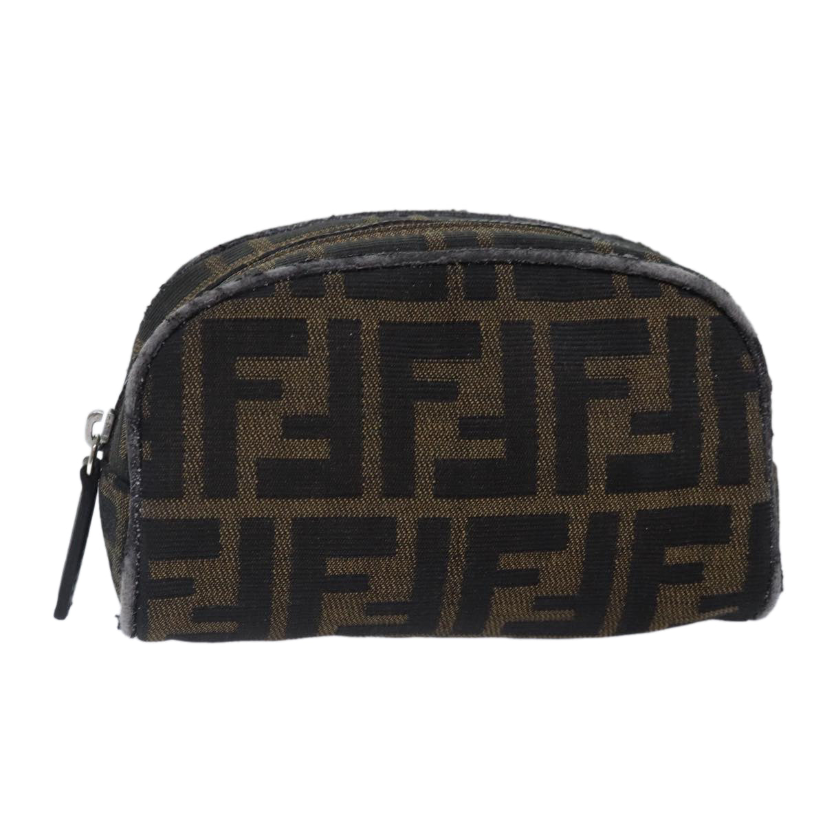 FENDI Zucca Canvas Pouch Brown Black Silver fm3759