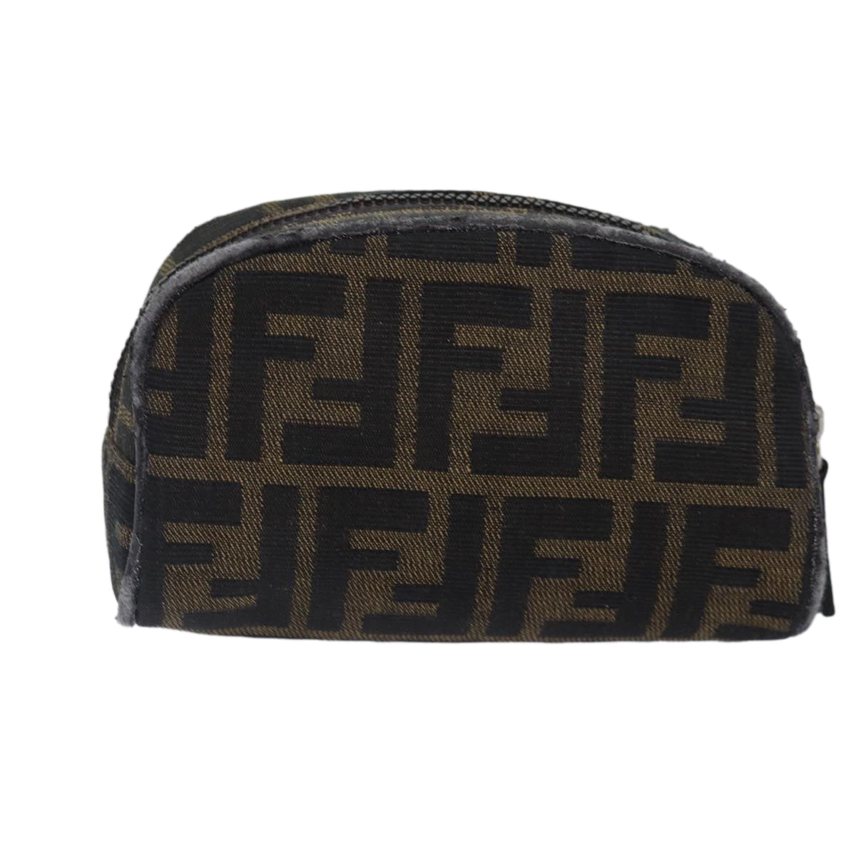 FENDI Zucca Canvas Pouch Brown Black Silver fm3759