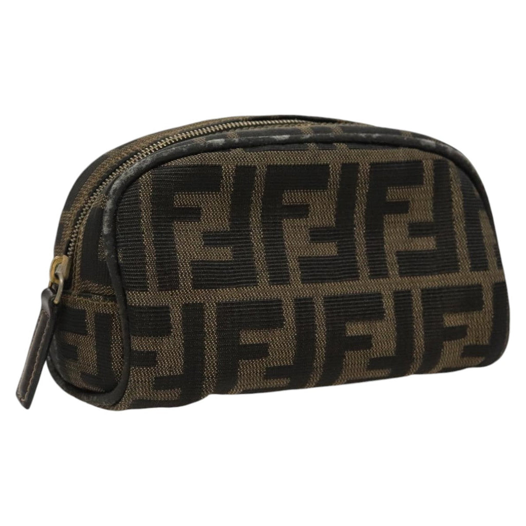 FENDI Zucca Canvas Pouch Brown Black fm4029