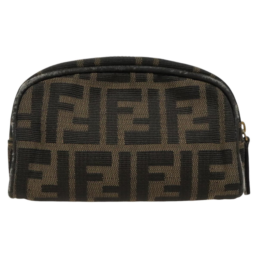 FENDI Zucca Canvas Pouch Brown Black fm4029