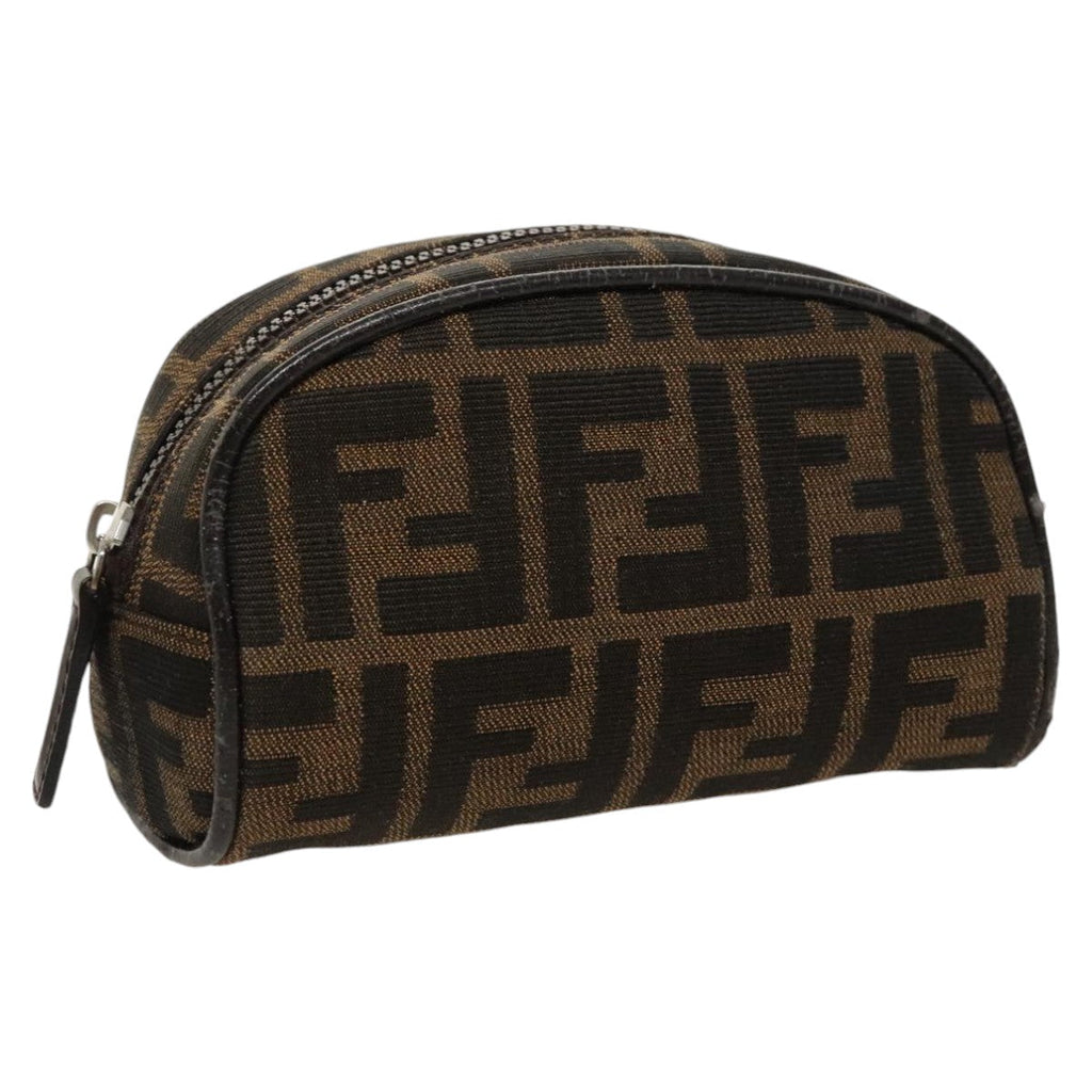 FENDI Zucca Canvas Pouch Brown Black Silver fm4030