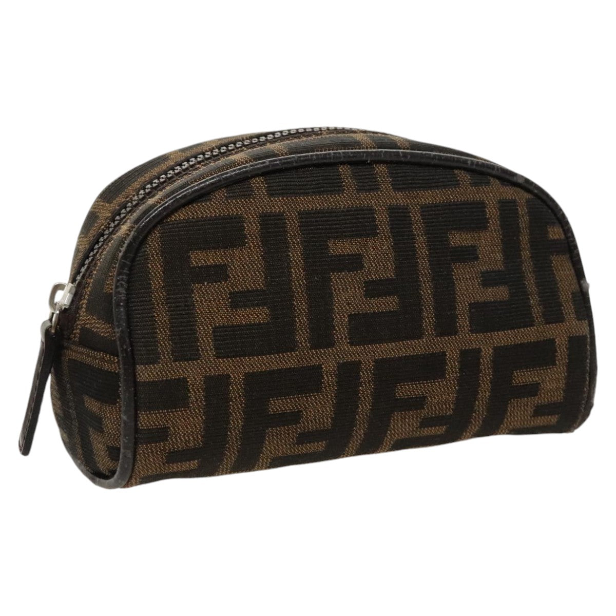 FENDI Zucca Canvas Pouch Brown Black Silver fm4030