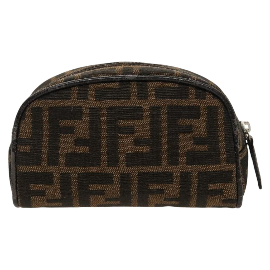 FENDI Zucca Canvas Pouch Brown Black Silver fm4030