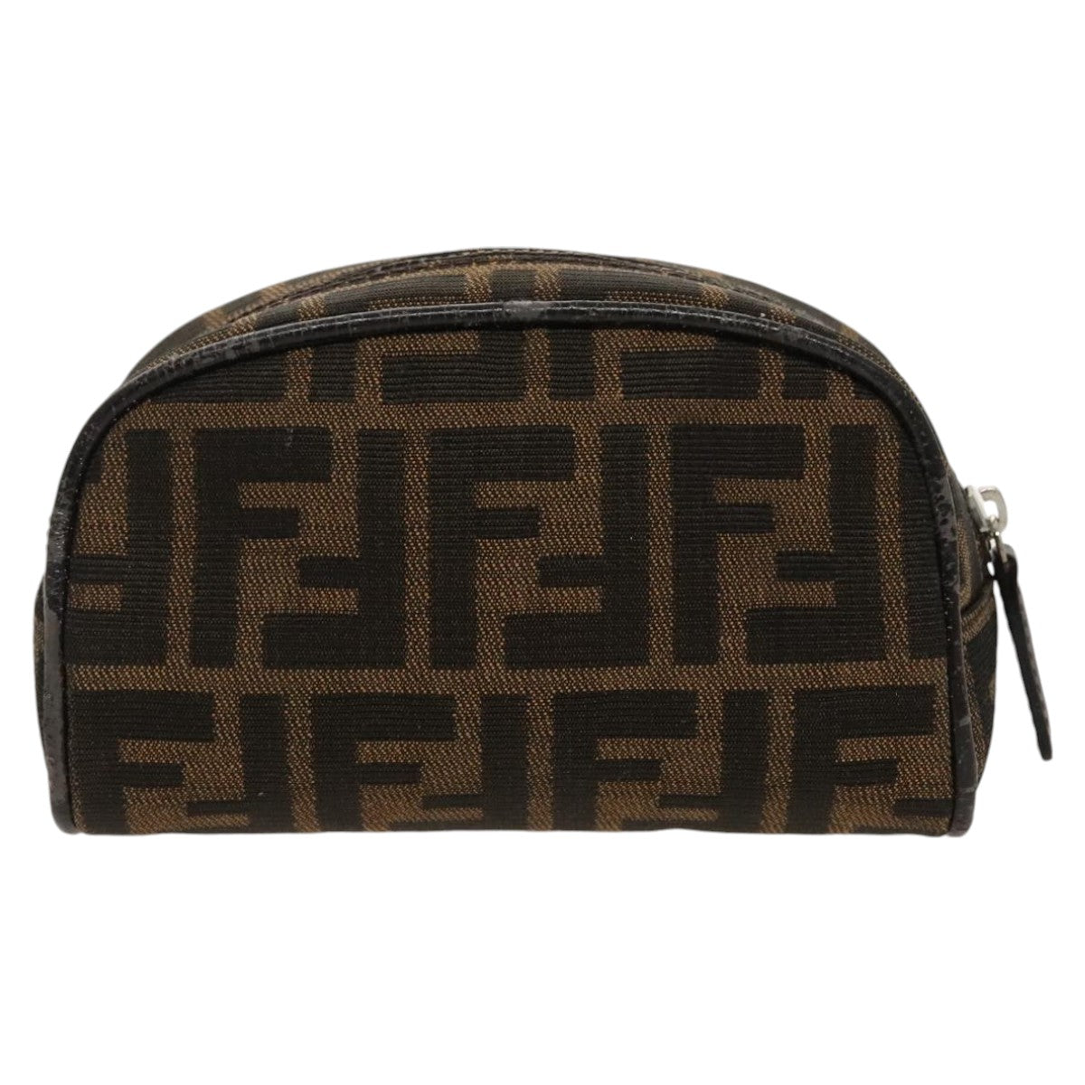 FENDI Zucca Canvas Pouch Brown Black Silver fm4030