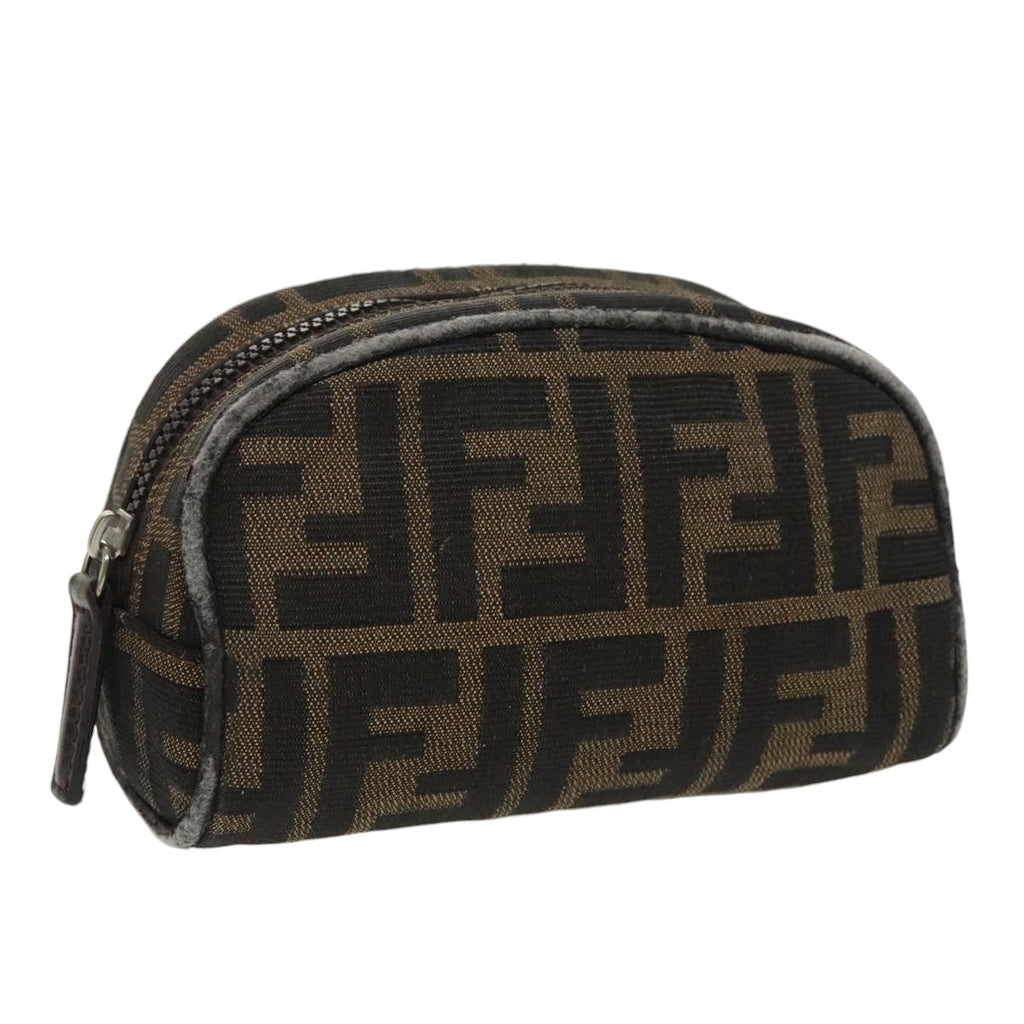 FENDI Zucca Canvas Pouch Brown Black fm4108