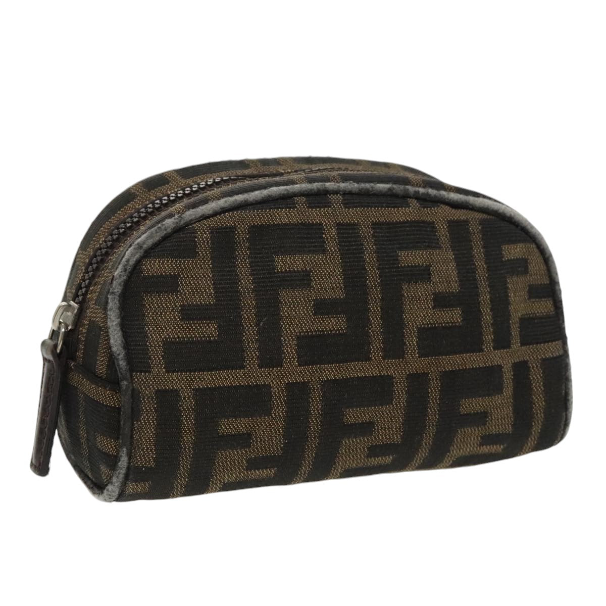 FENDI Zucca Canvas Pouch Brown Black fm4108
