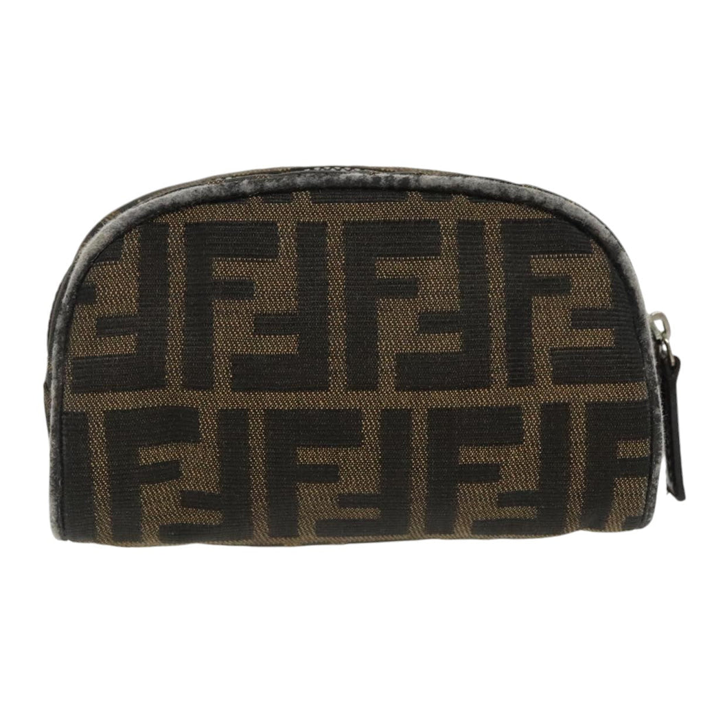 FENDI Zucca Canvas Pouch Brown Black fm4108