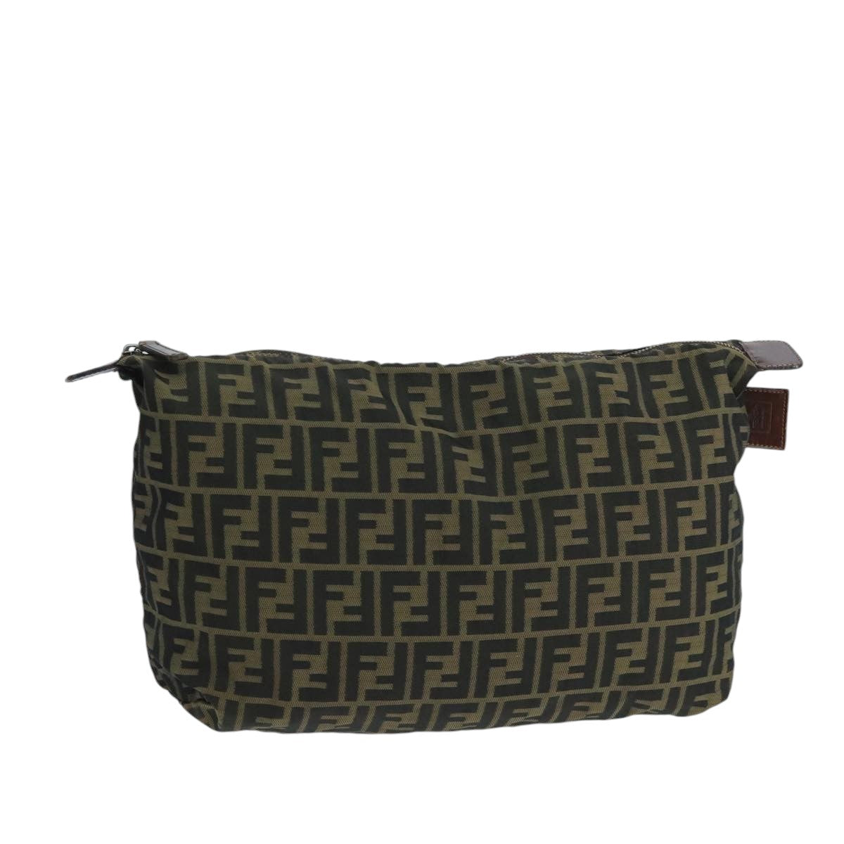 FENDI Zucca Canvas Pouch Brown Black fm4183