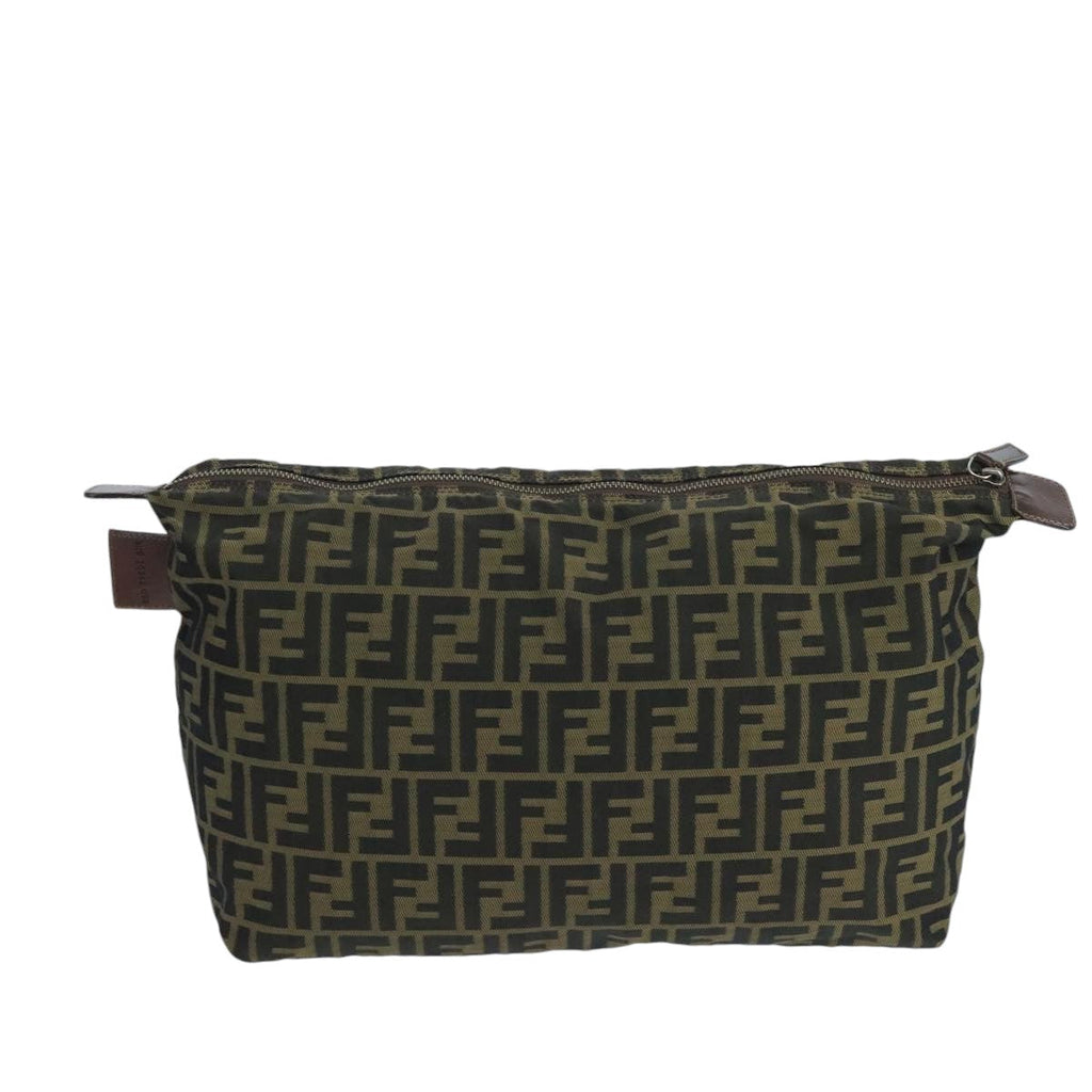 FENDI Zucca Canvas Pouch Brown Black fm4183