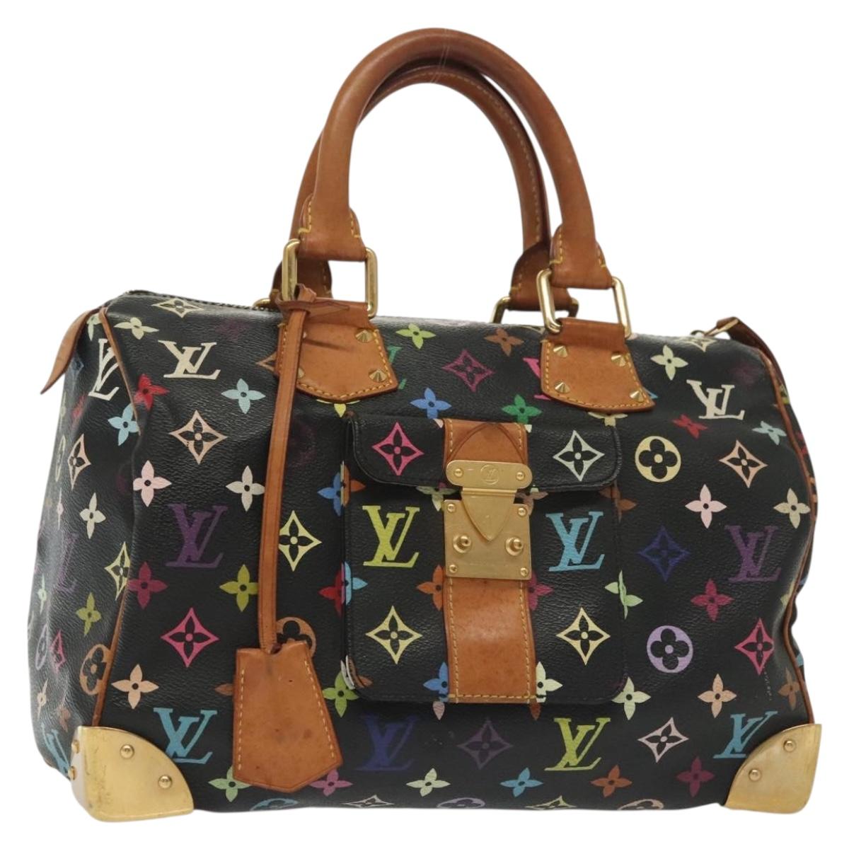 LOUIS VUITTON Monogram Multicolor Speedy 30 Hand Bag Black M92642 LV fm4819