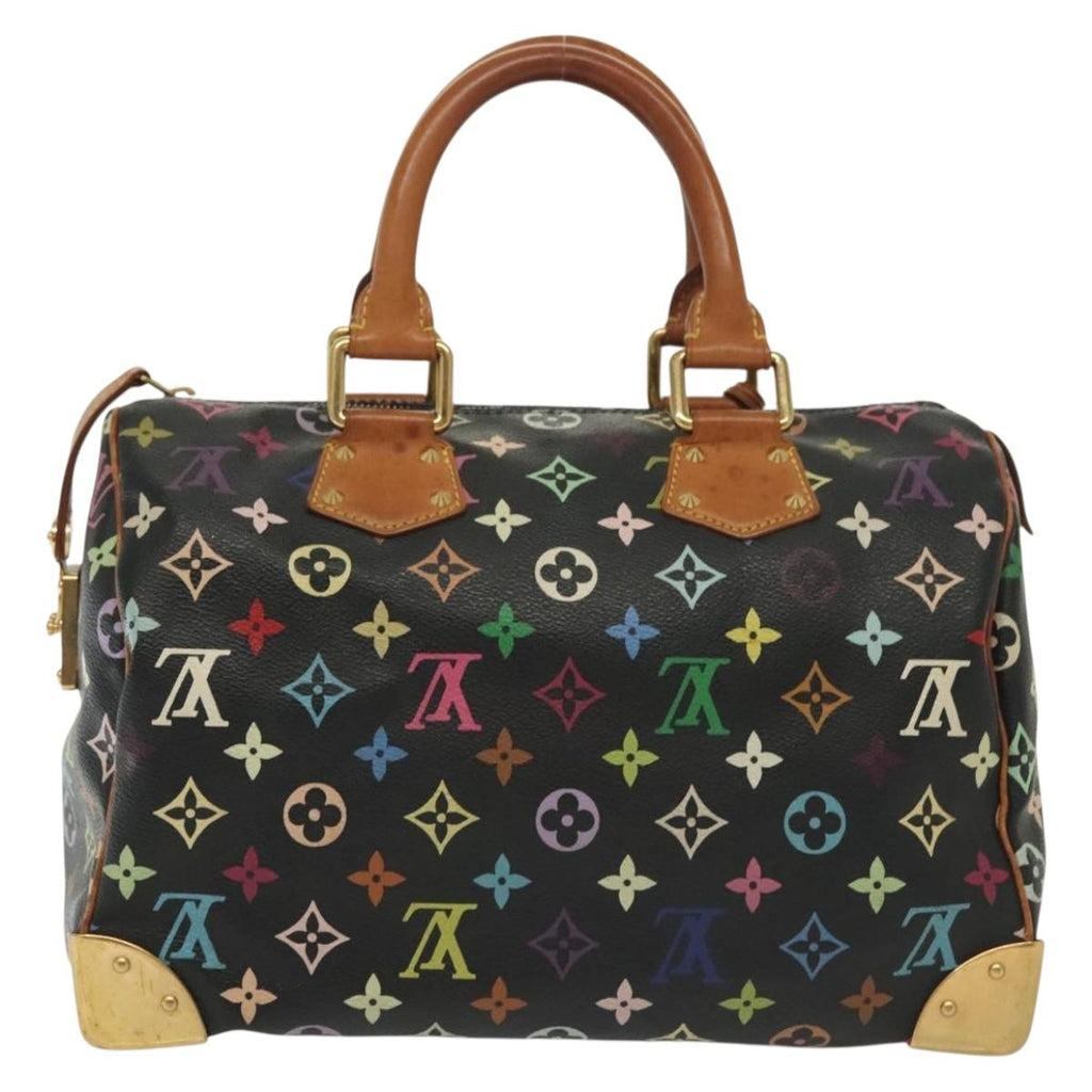 LOUIS VUITTON Monogram Multicolor Speedy 30 Hand Bag Black M92642 LV fm4819