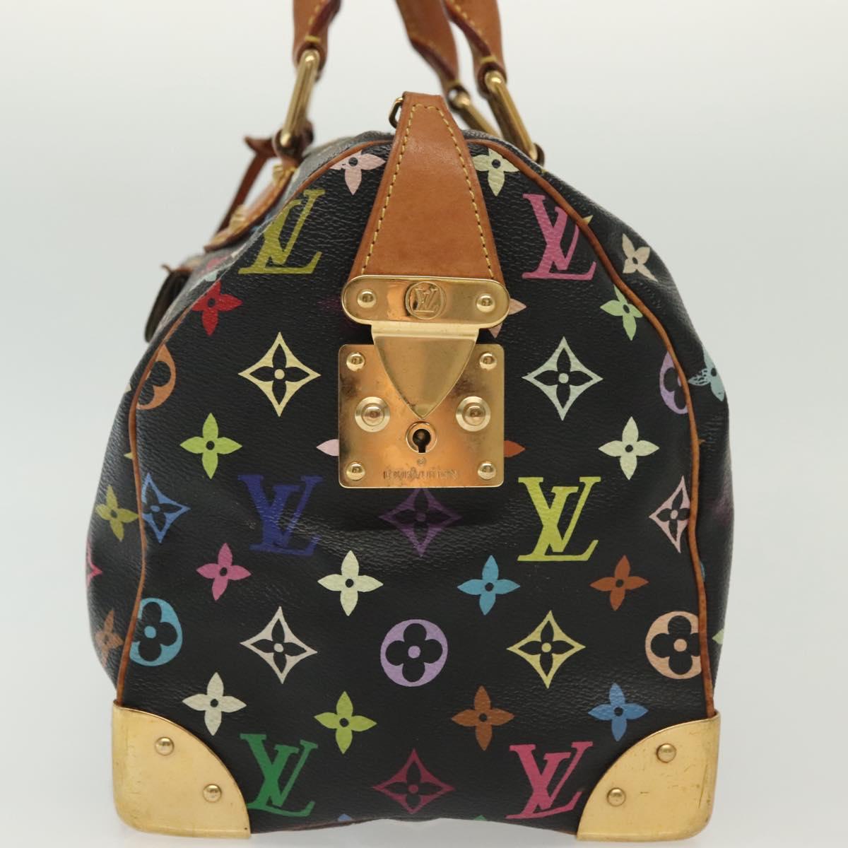 LOUIS VUITTON Monogram Multicolor Speedy 30 Hand Bag Black M92642 LV fm4819