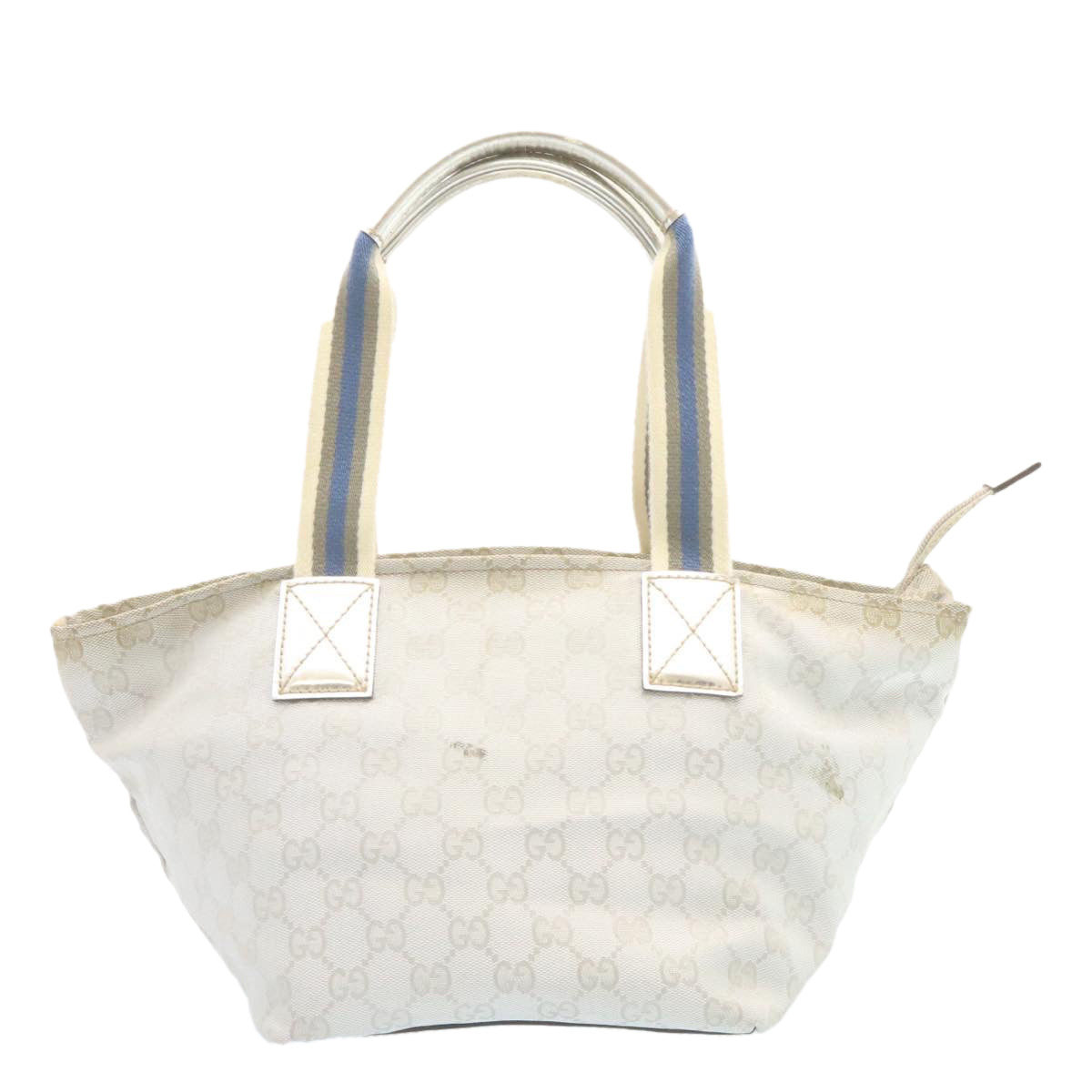 GUCCI Sherry Line GG Canvas Tote Bag Silver Blue am1955g