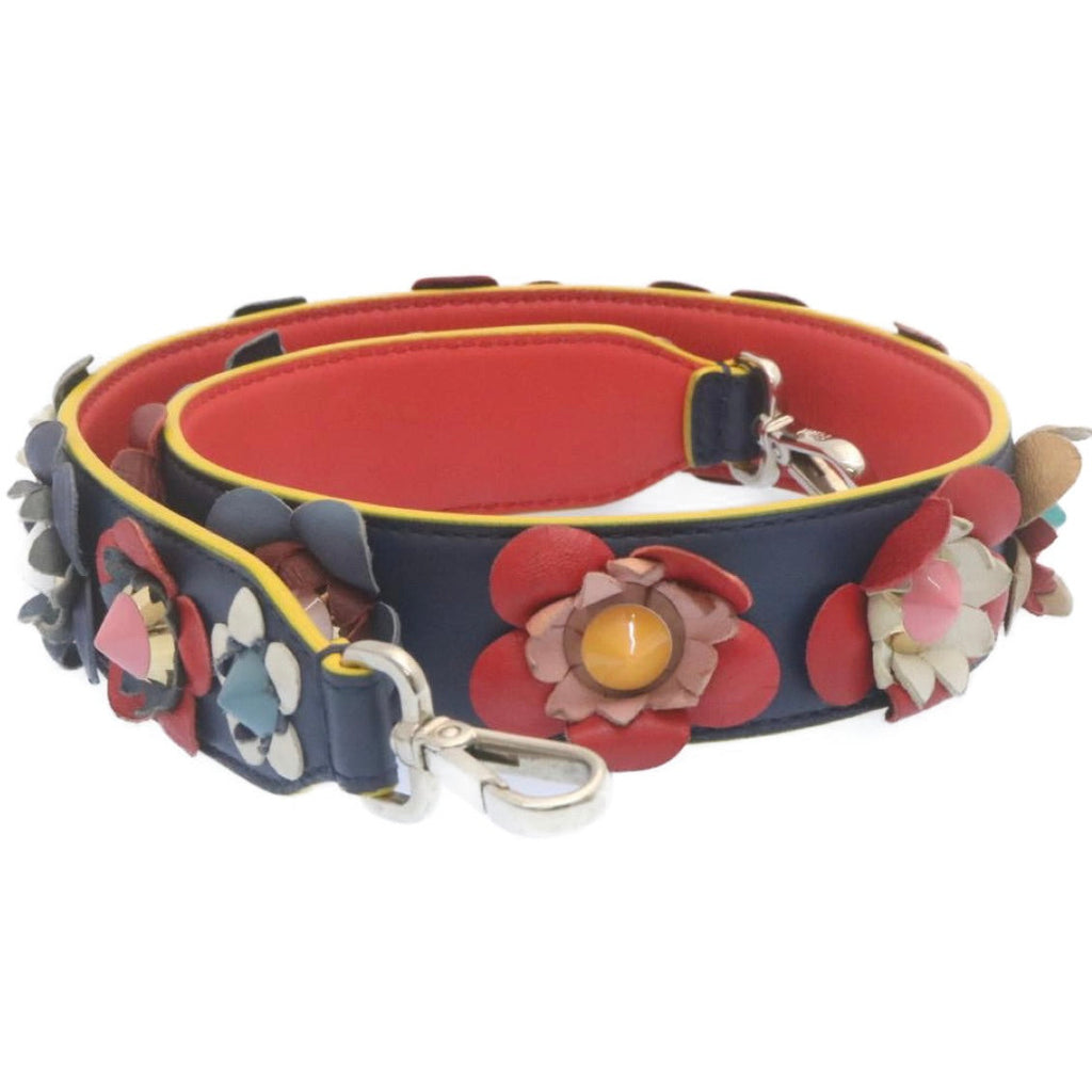 FENDI Flower  Leather Navy Red am2219g