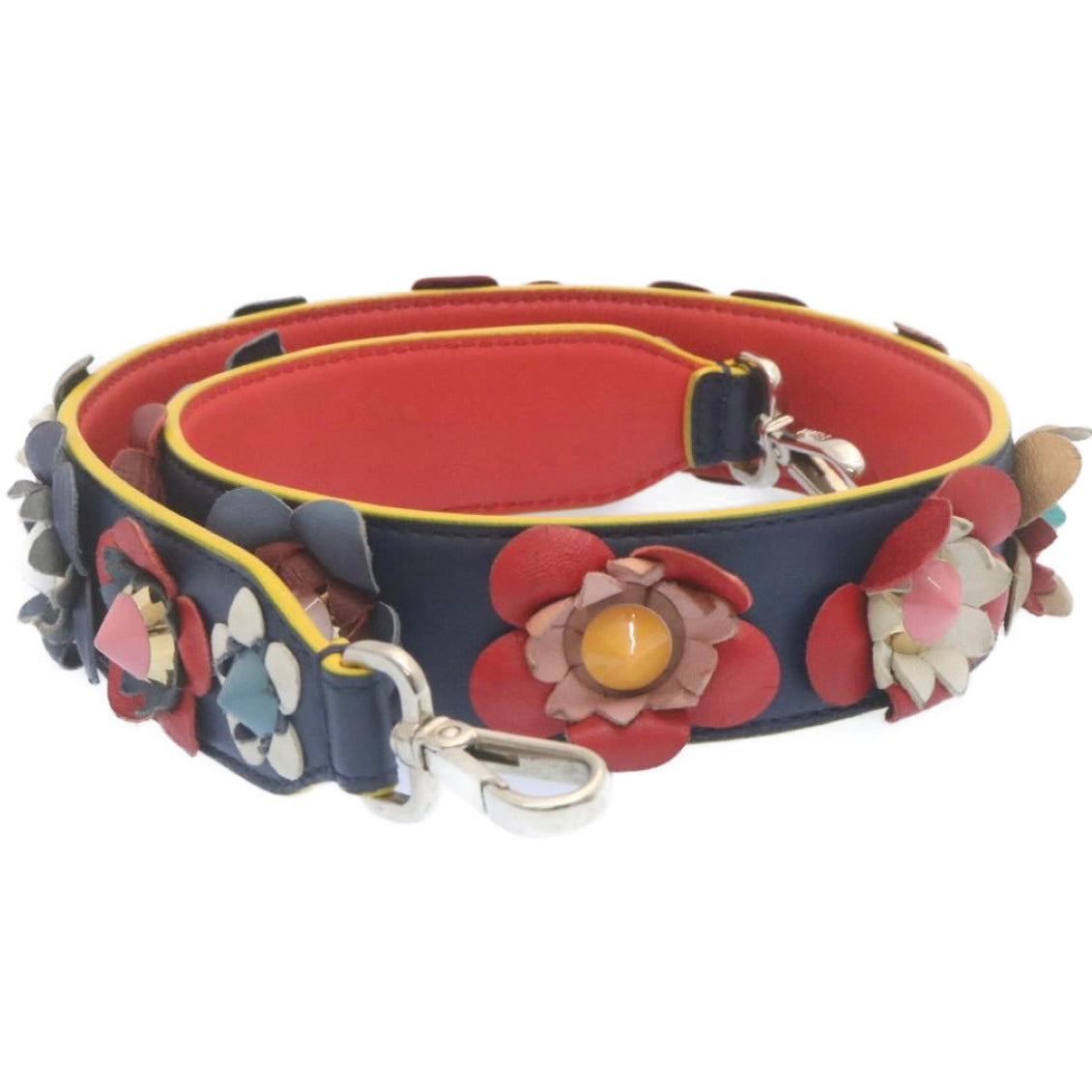 FENDI Flower  Leather Navy Red am2219g