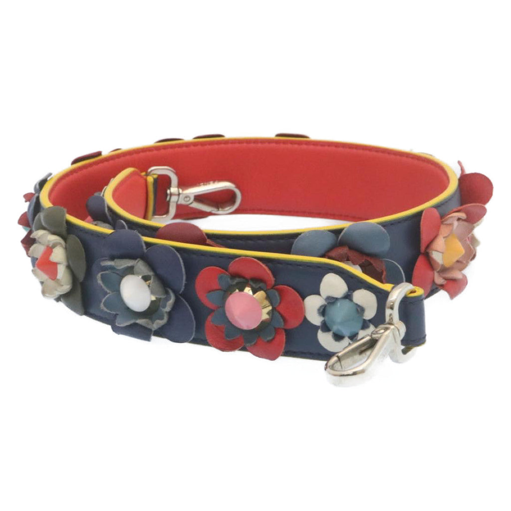 FENDI Flower  Leather Navy Red am2219g