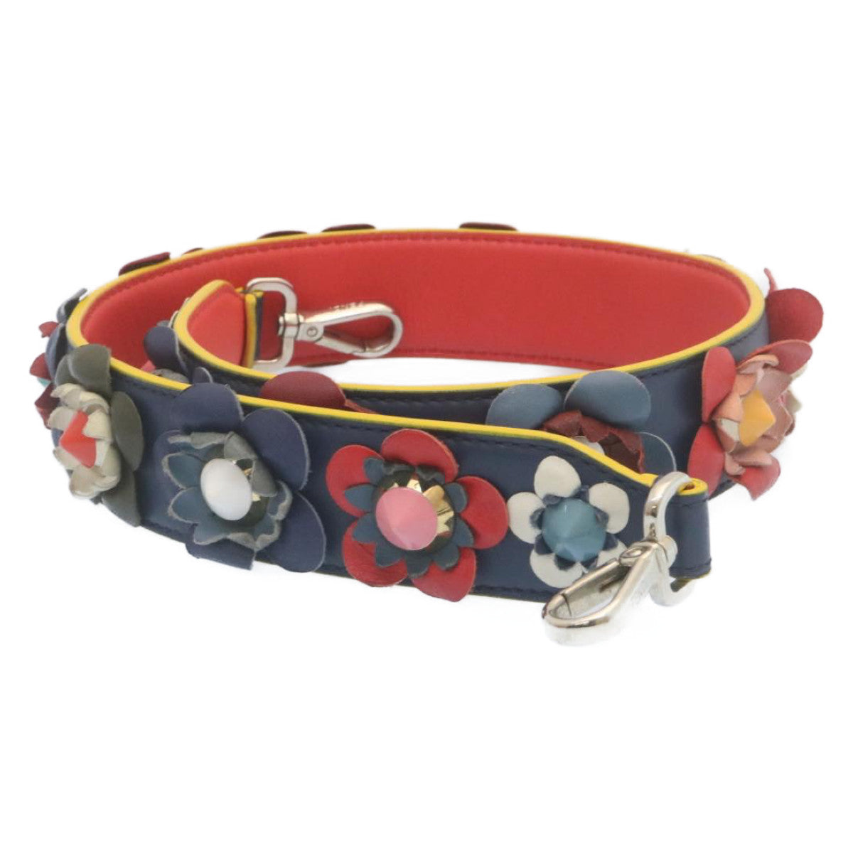 FENDI Flower  Leather Navy Red am2219g