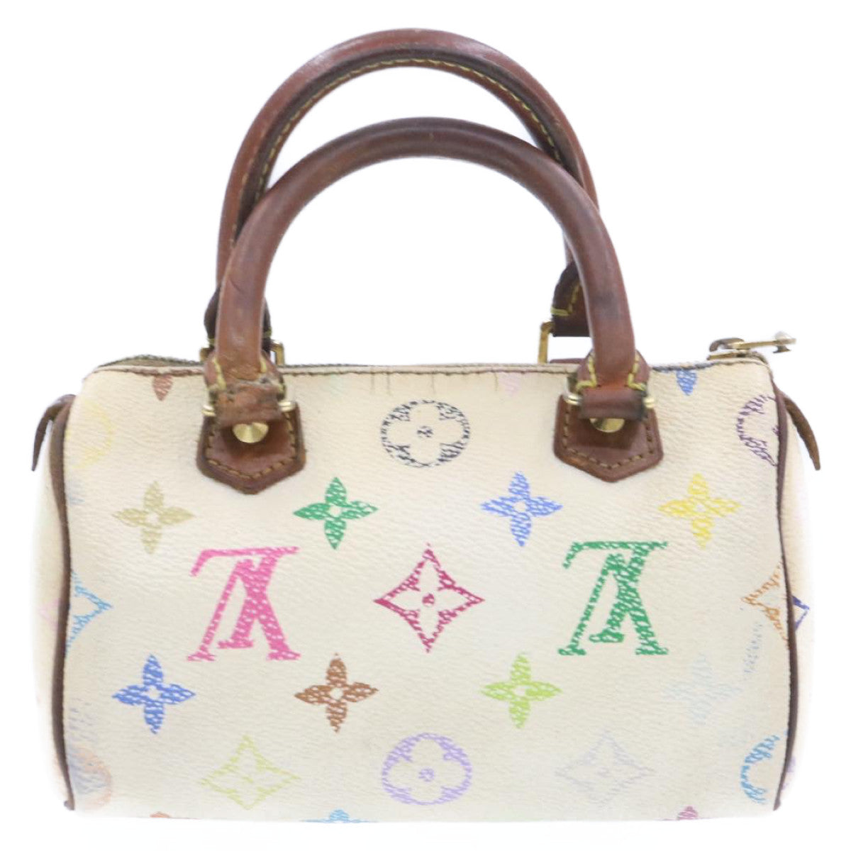 LOUIS VUITTON Monogram Multicolor Mini Speedy Hand Bag White M92645 am232g