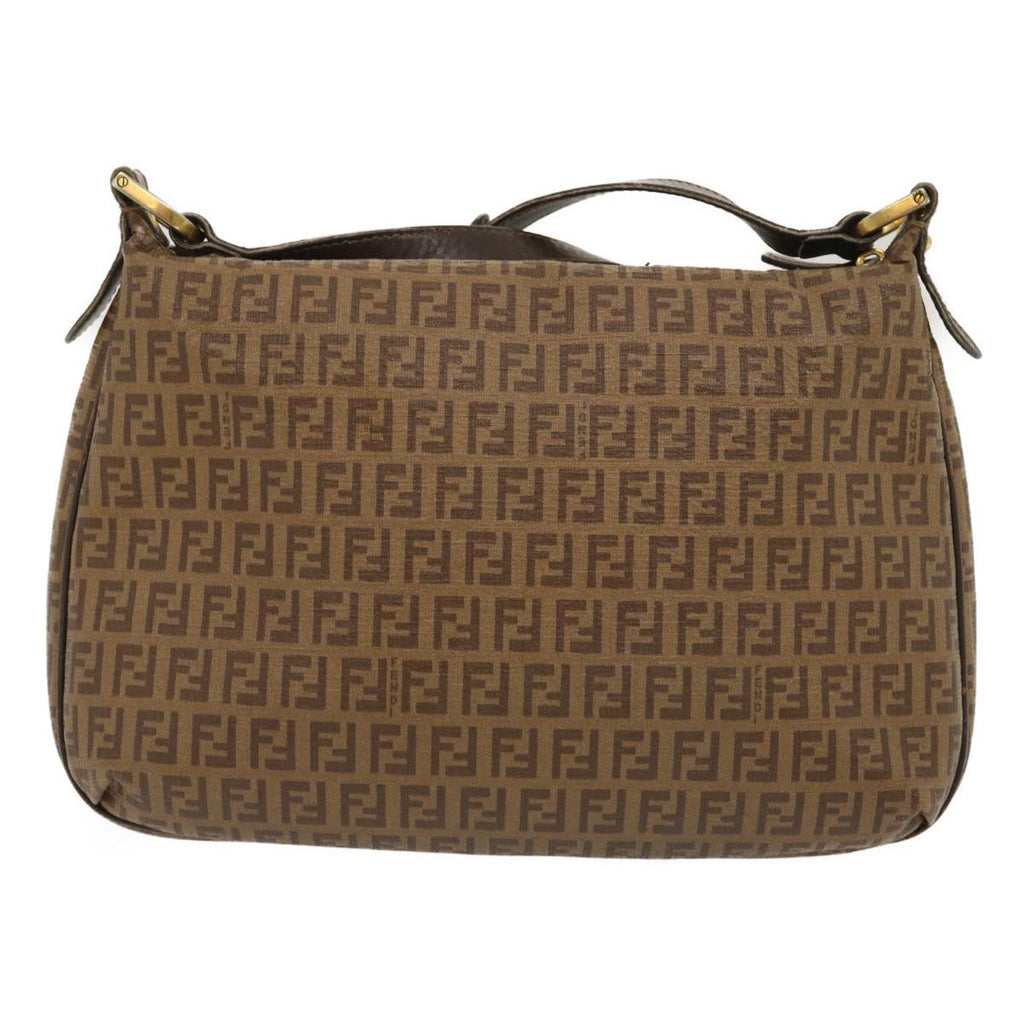 FENDI Zucchino Canvas Shoulder Bag Brown am2491g