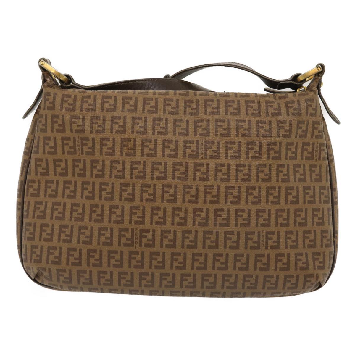 FENDI Zucchino Canvas Shoulder Bag Brown am2491g