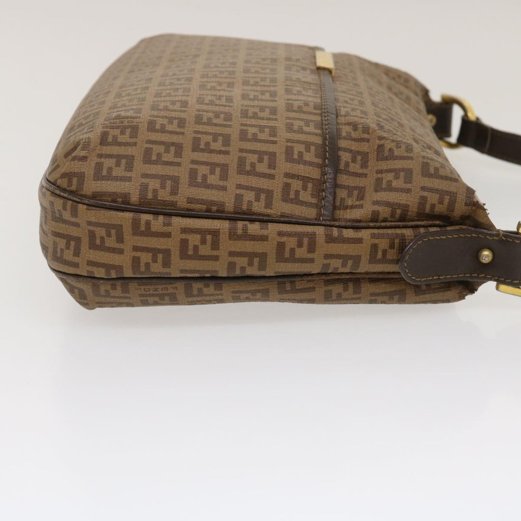 FENDI Zucchino Canvas Shoulder Bag Brown am2491g