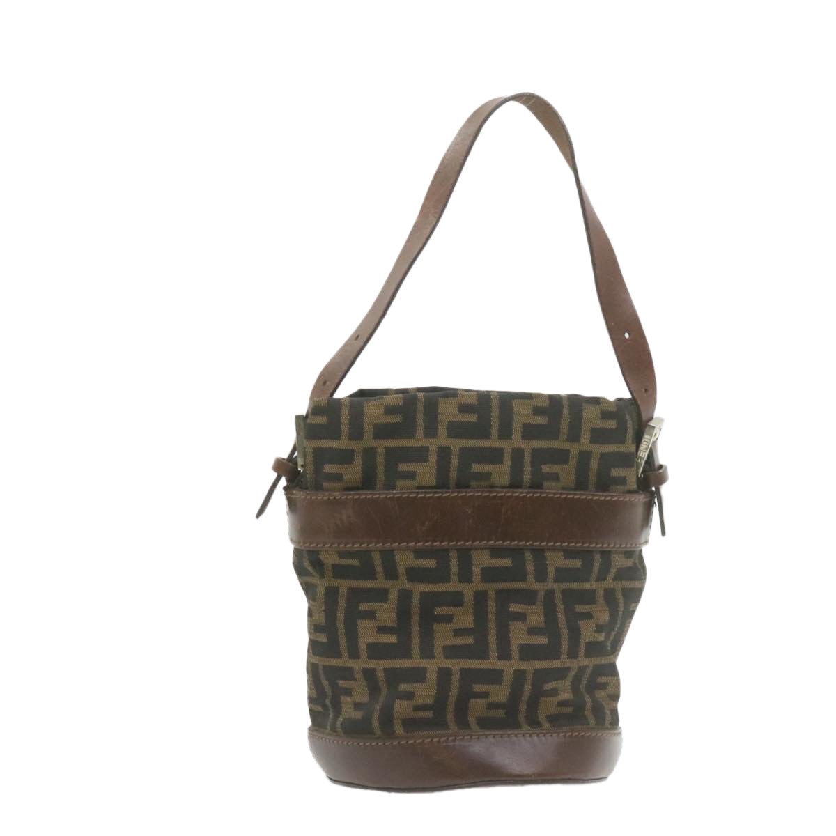 FENDI Zucca Canvas Hand Bag Brown Black am808g