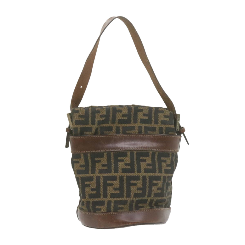 FENDI Zucca Canvas Hand Bag Brown Black am808g
