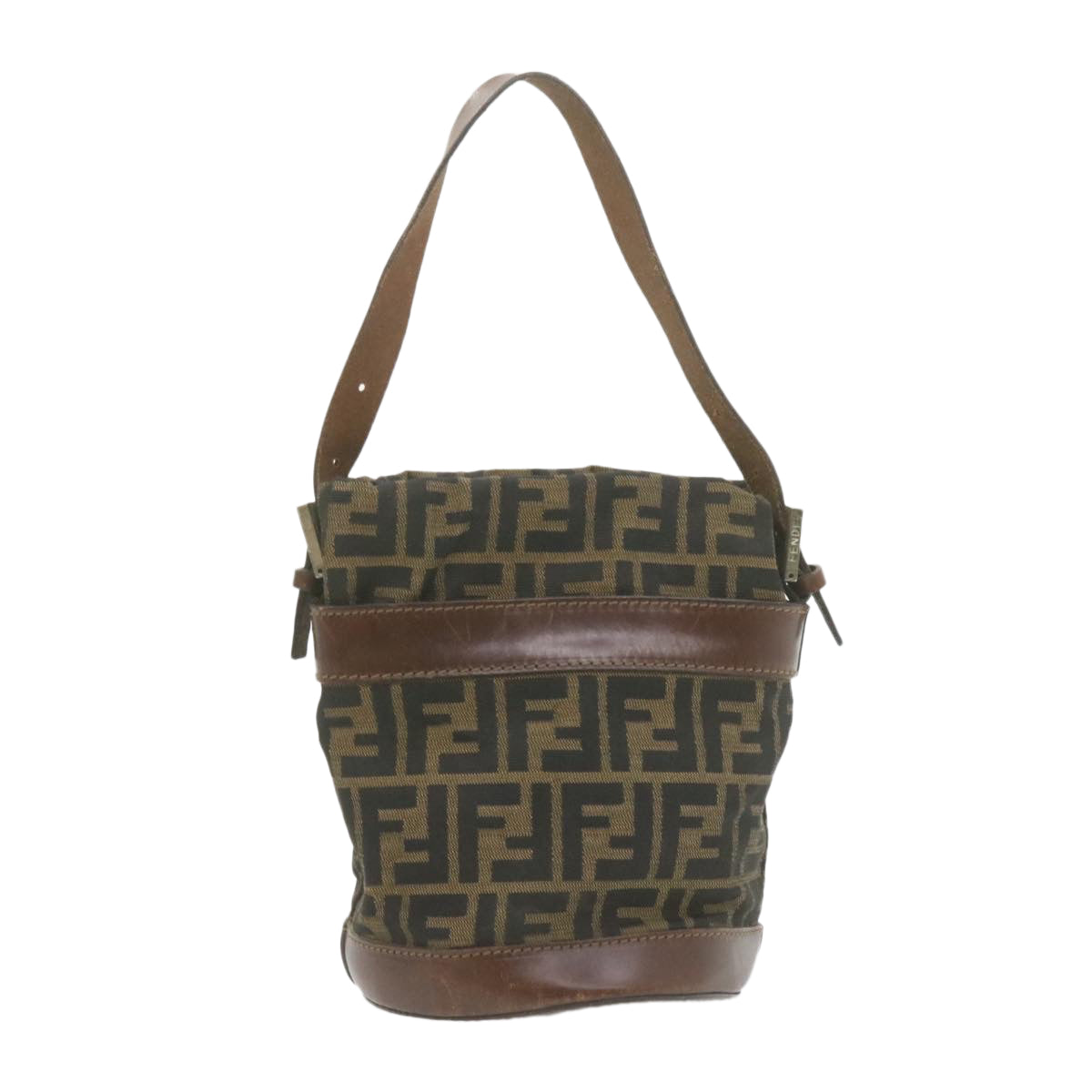 FENDI Zucca Canvas Hand Bag Brown Black am808g