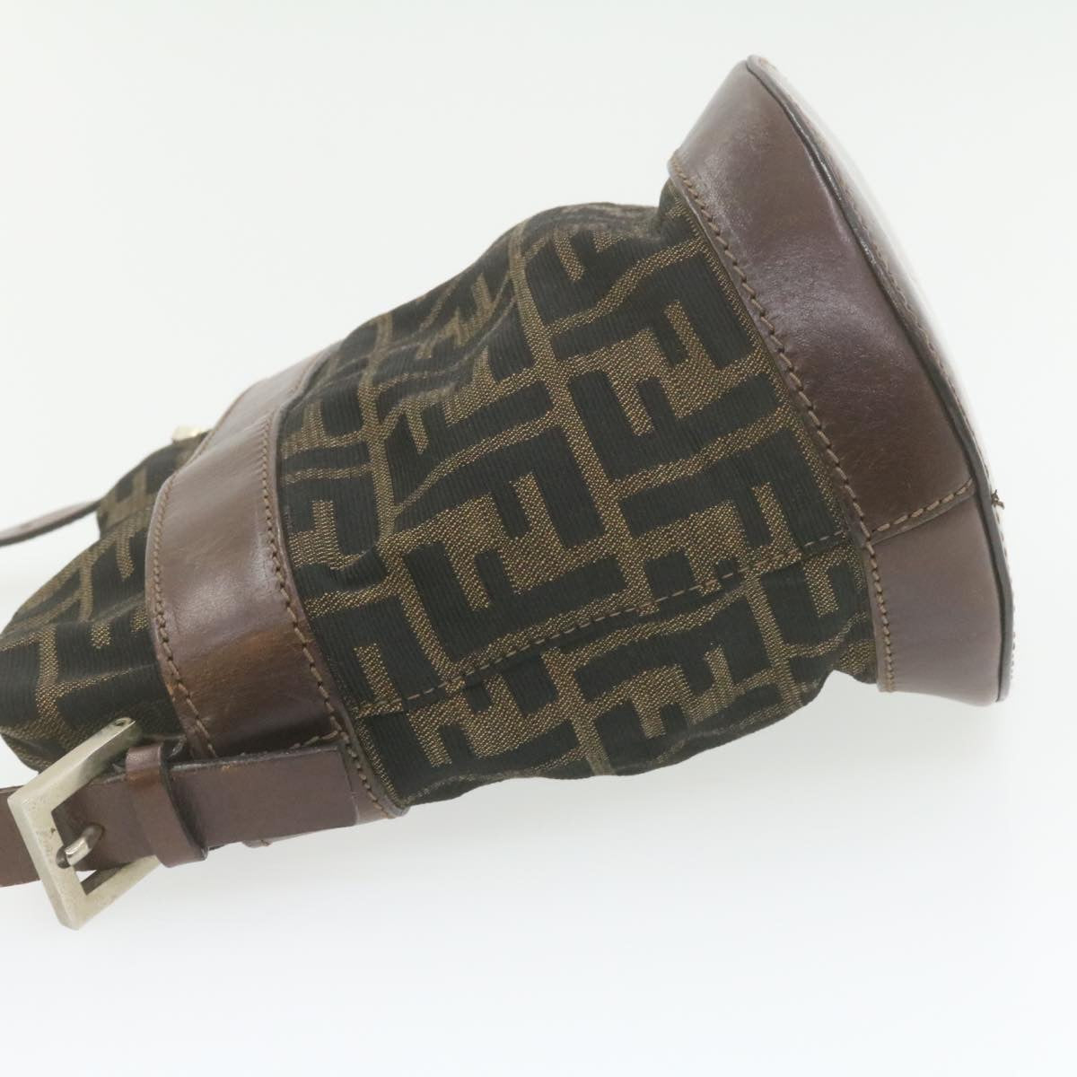 FENDI Zucca Canvas Hand Bag Brown Black am808g