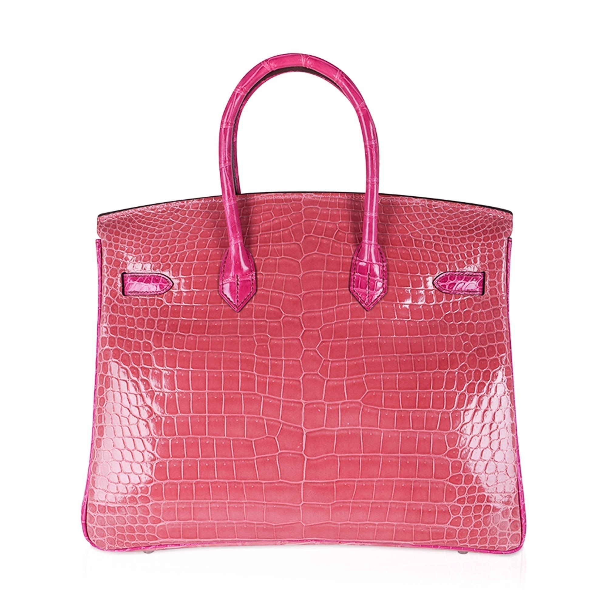 Hermes Birkin 35 Bag Rose Indien & Fuchsia Porosus Crocodile with Palladium Hardware