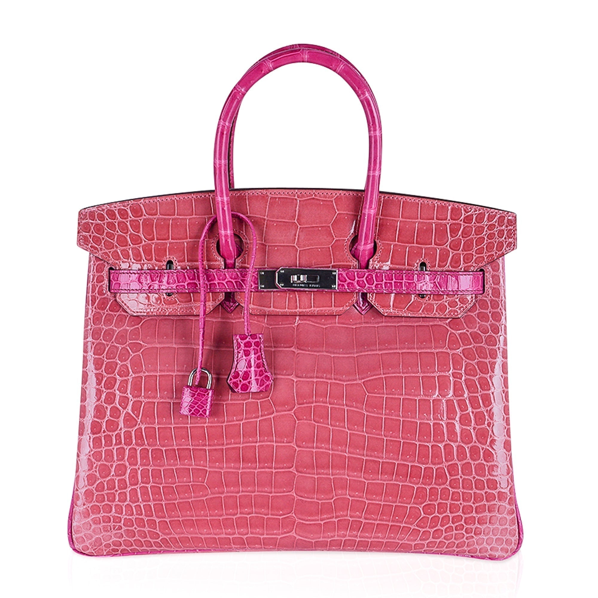 Hermes Birkin 35 Bag Rose Indien & Fuchsia Porosus Crocodile with Palladium Hardware