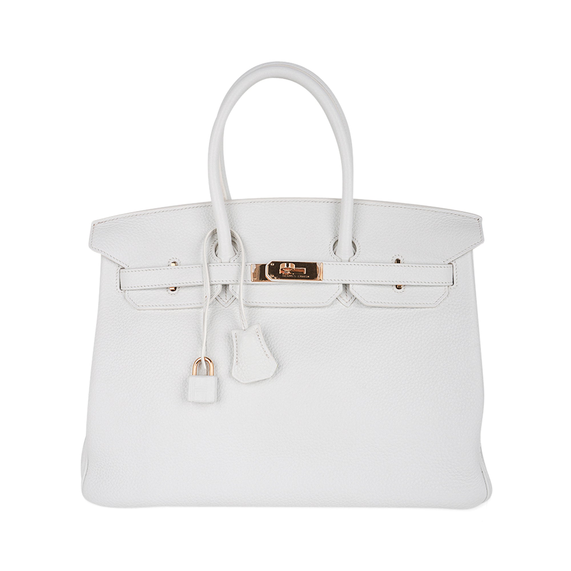 Hermes Birkin HSS 35 Bag White / Kiwi Gold Hardware Clemence Leather New