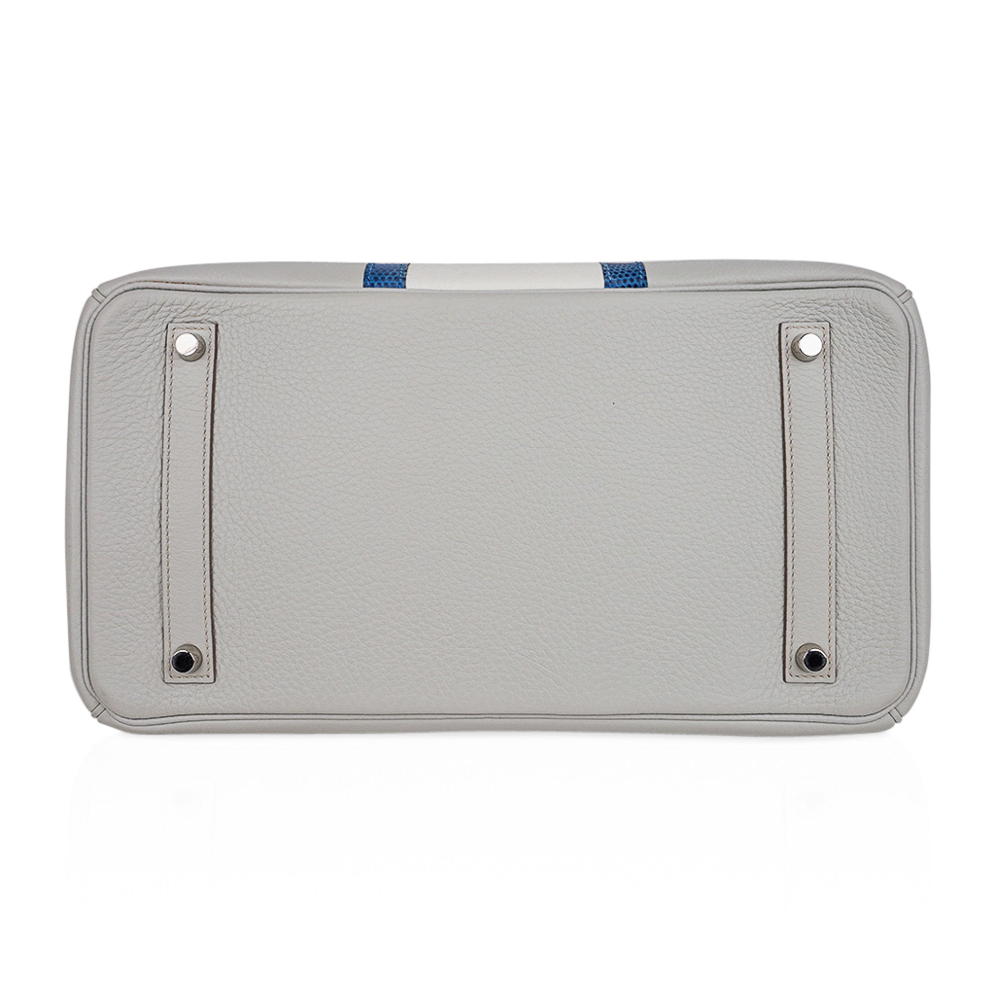 Hermes Limited Edition Club Birkin 35 Bag Gris Perle & Blanc Clemence Leather with Palladium Hardware