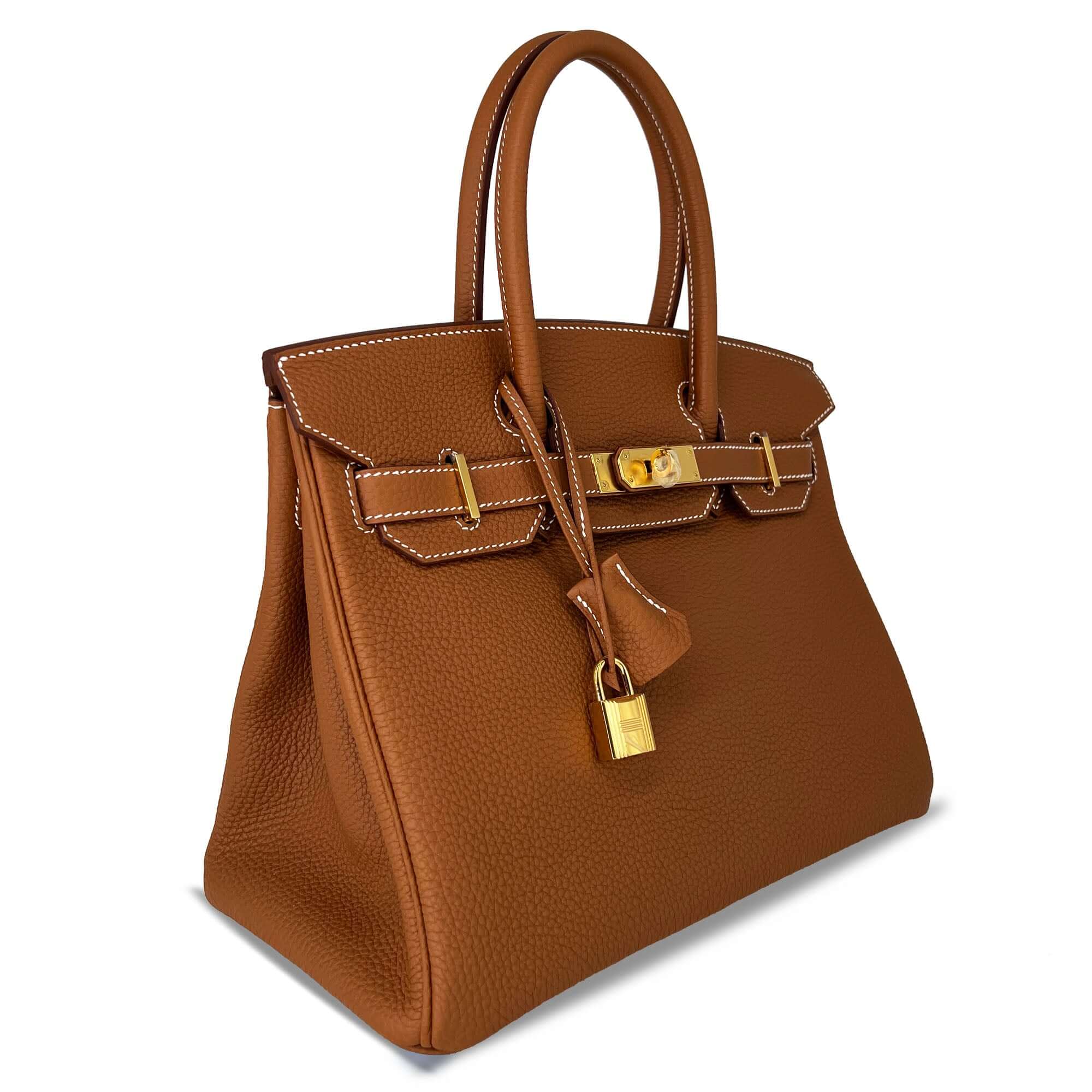brown Hermes Birkin Togo B30 GHW designer bag
