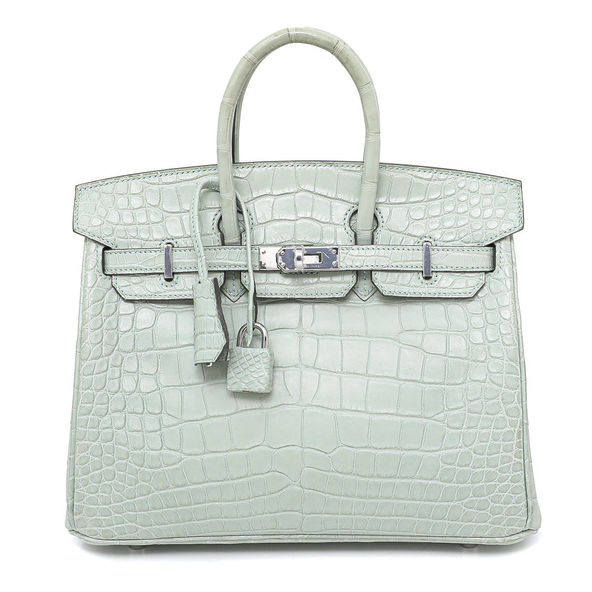 Hermes Vert D'eau Matte Mississippiensis Birkin 25