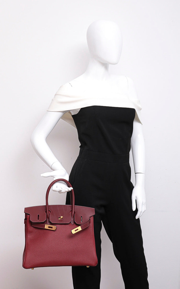 Hermes Rouge H Clemence-Swift Birkin 30