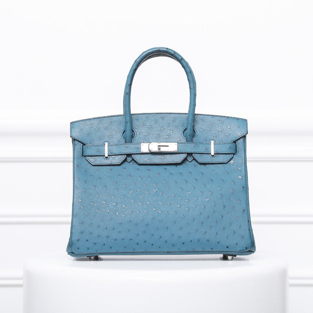 Hermes Cobalt Ostrich Birkin 30