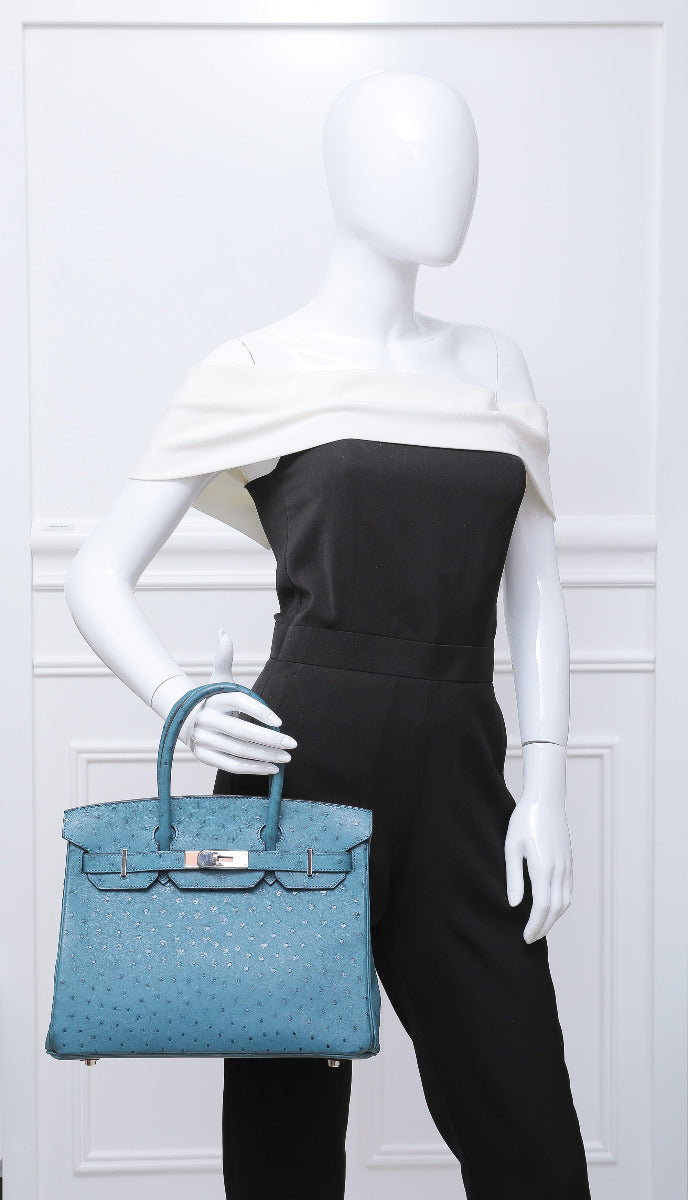 Hermes Cobalt Ostrich Birkin 30