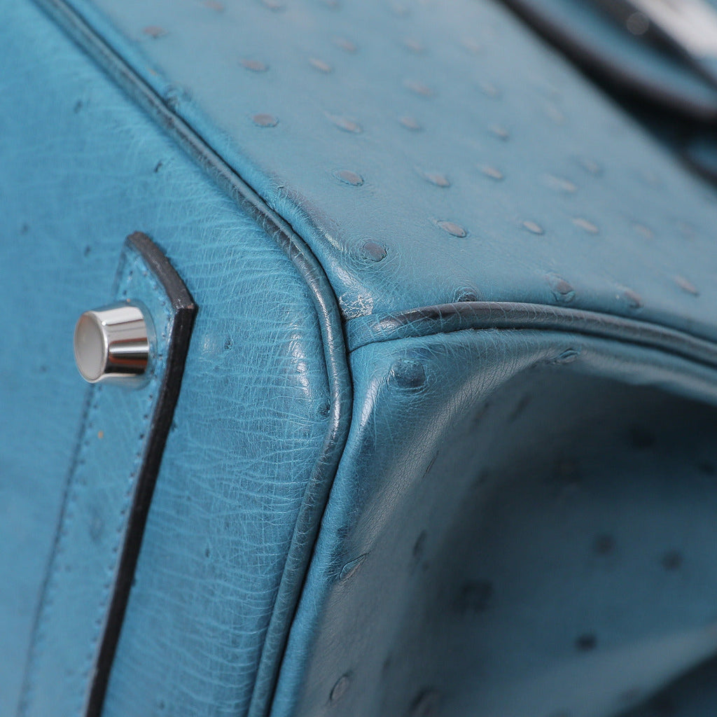 Hermes Cobalt Ostrich Birkin 30