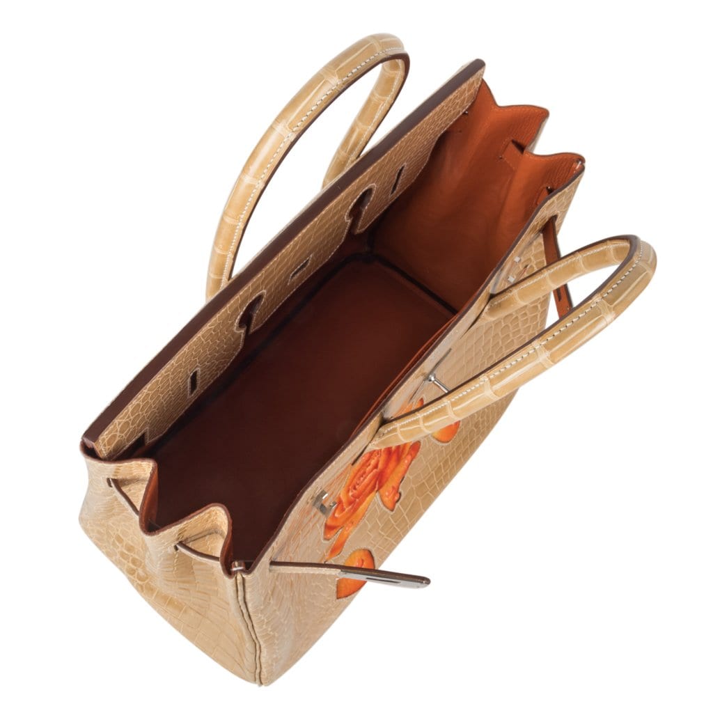 Hermes Limited Edition Special Order HSS Birkin 35 Bag Poussiere La Rosee Porosus Crocodile with Palladium Hardware