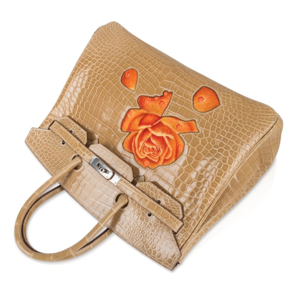 Hermes Limited Edition Special Order HSS Birkin 35 Bag Poussiere La Rosee Porosus Crocodile with Palladium Hardware