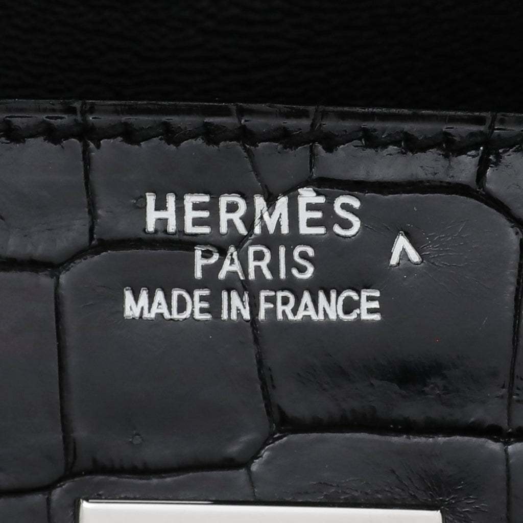 Hermes Noir Crocodile Porosus Birkin 35 Bag